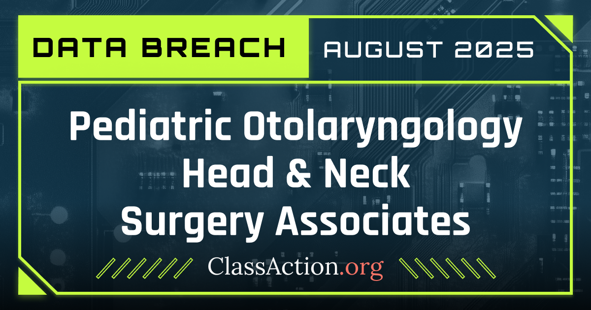 Pediatric Otolaryngology Head & Neck Surgery Data Breach Lawsuit